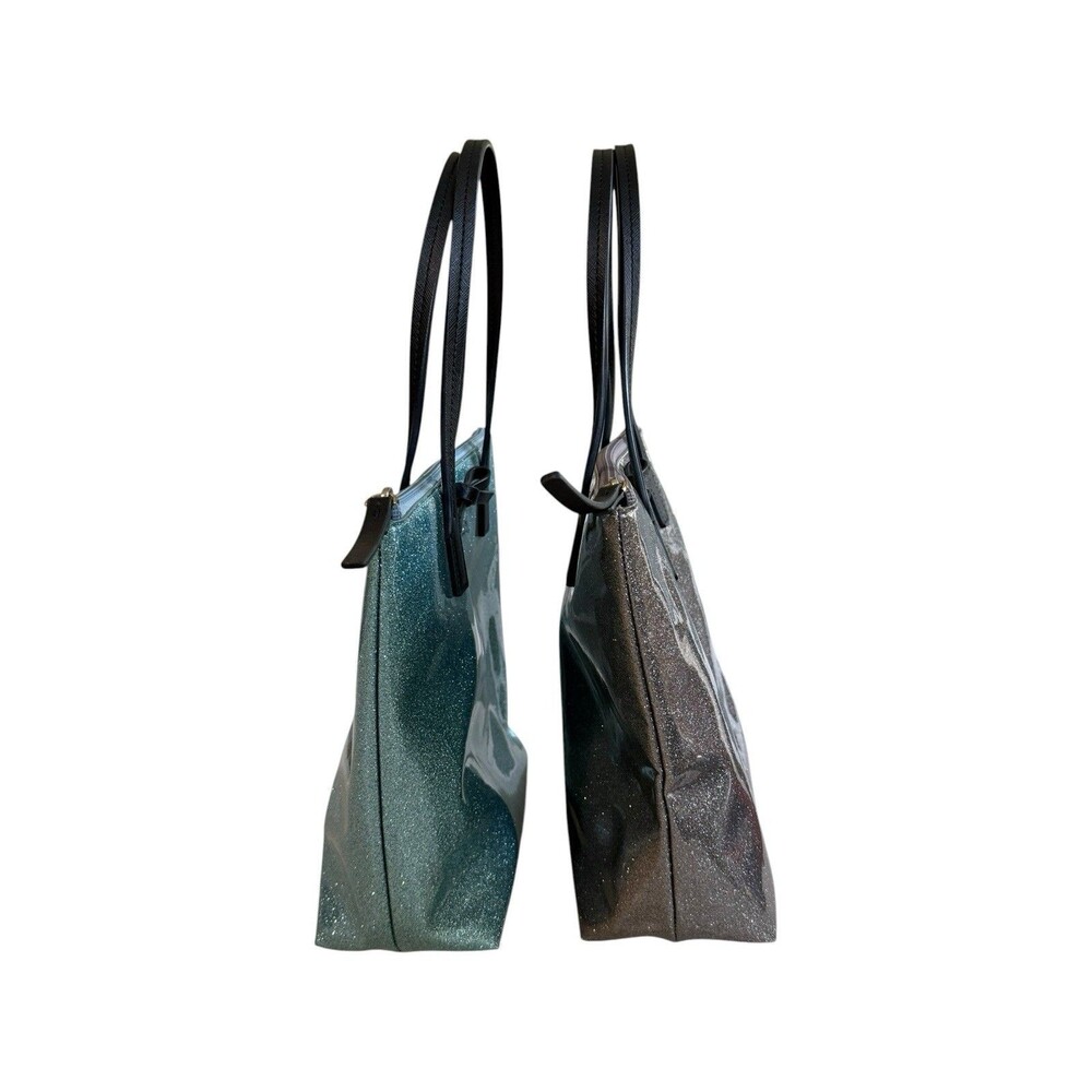 Lot Of 2 Kate Spade New York Mavis Street Light Blue & Gray Glitter Tote Bag - Picture 8 of 10